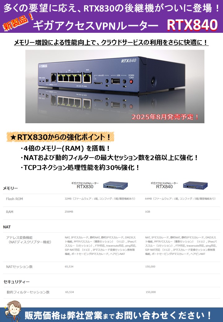 RTX840 ギガアクセスVPNルーター