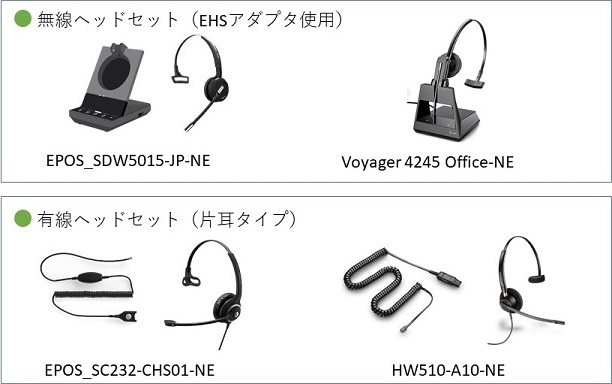 利用シーンに応じた各種ヘッドセット