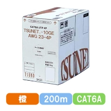 TSUNET-10GE AWG23-4P(OR) CAT6A 10G UTPケーブル 200m巻き（オレンジ）
