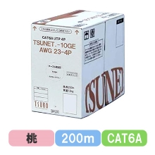 TSUNET-10GE AWG23-4P(PK) CAT6A 10G UTPケーブル 200m巻き（ピンク）